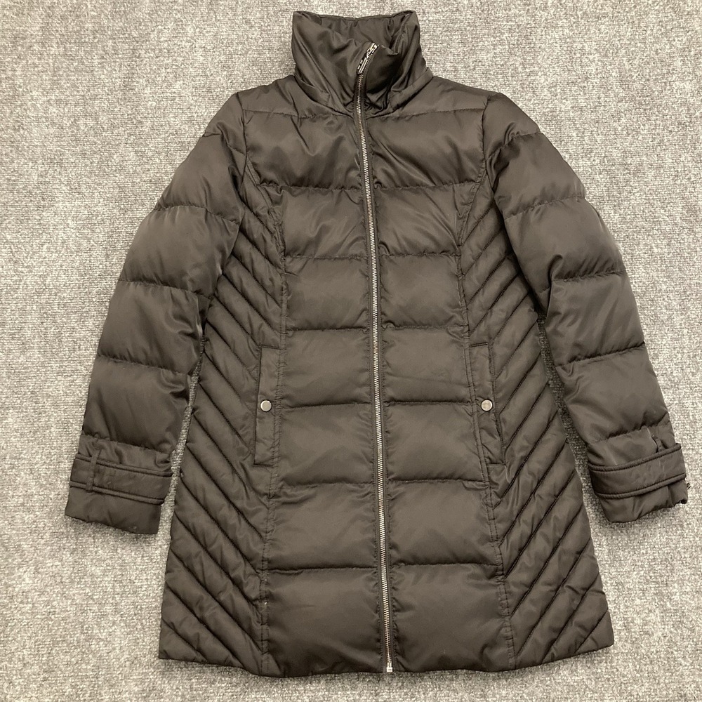 Kenneth Cole Jacket Women Puffer Duck Down Feather Quilted Long Coat Black SMALL